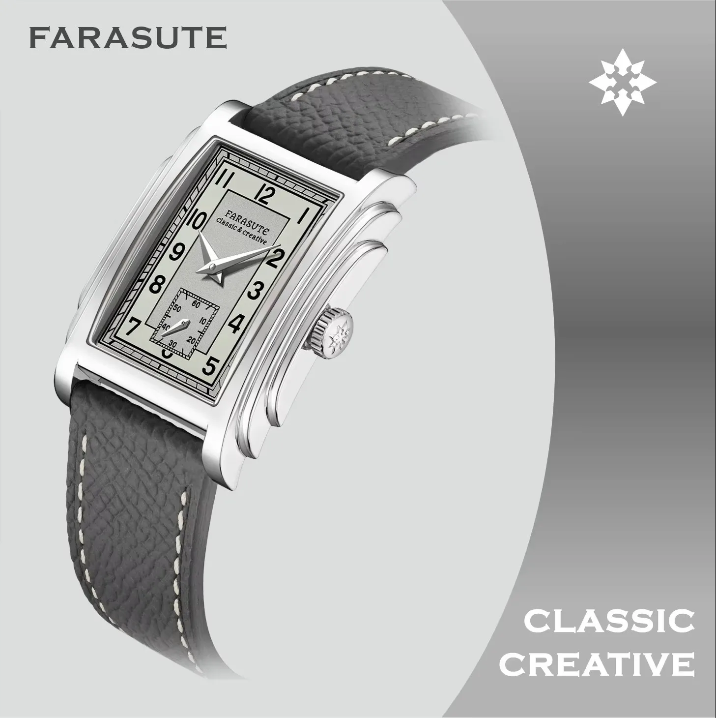 

FARASUTE оригинальный дизайн квадратные механические мужские часы с механизмом чайки роскошные ретро сапфировое зеркало водонепроницаемые мужские часы