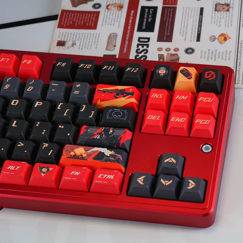 Red Wolf Game PBT Keycaps,130 Keys Custom Cherry Profile Doubleshot Keyboard keycap Set For Mechanical Keyboard Cherry Mx Switch
