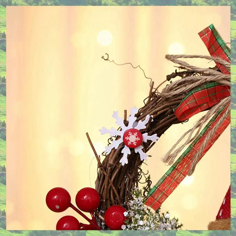 

A59Z-3X Artificial Christmas Wreath For Front Door Wall Window Farmhouse Home Decoration, Snowman(Small)