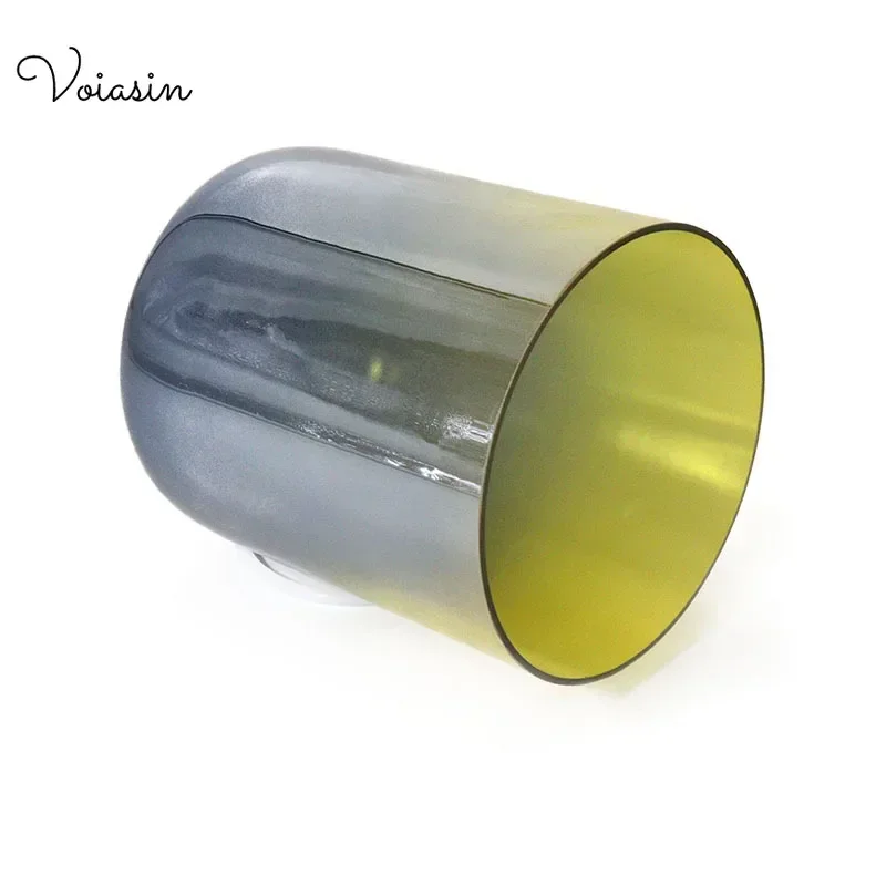 6/7/8Inch Gradient Yellow Black Clear Quartz Crystal Singing Bowl Top Level Sound Therapy Meditation Relaxing Sounds Bowl Set