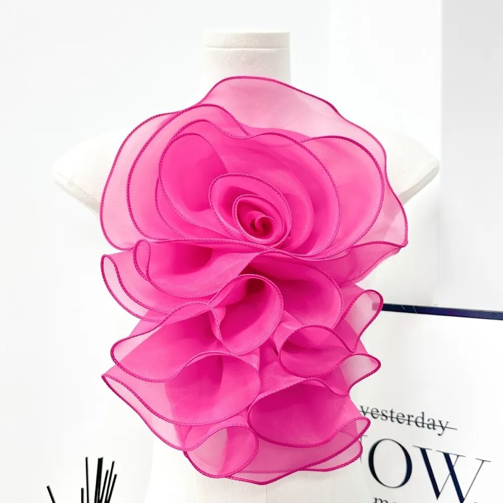 New Multi-Layered Chiffon Rose Flower Pleated Puffy 3D Chest Flower DIY Handmade Clothing Decoration Corsage