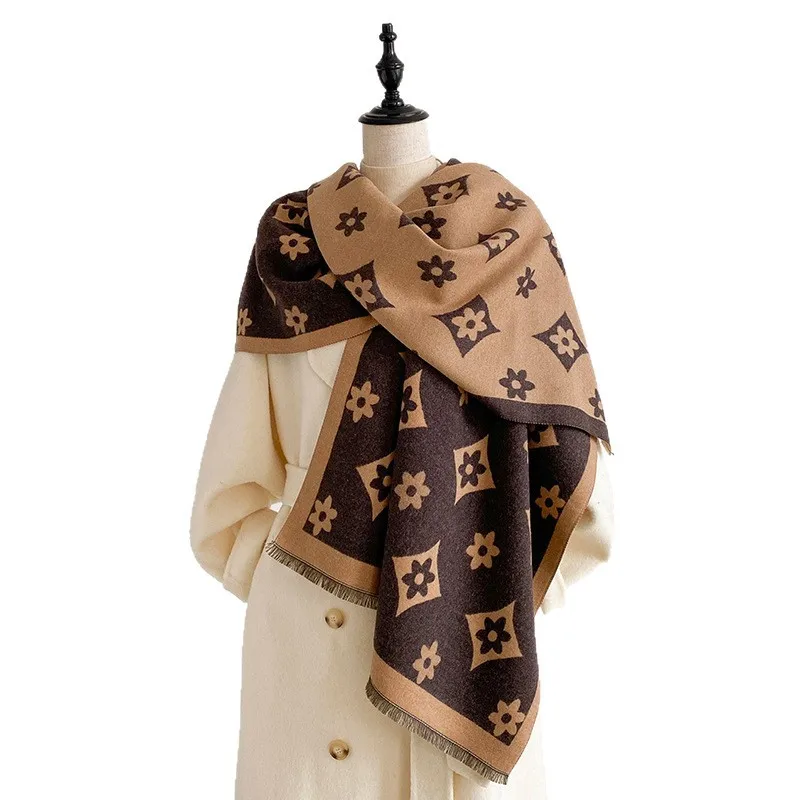 Damen-Schal, langer Schal, geometrisches Muster, Jacquard-Schals, Büro-Cape, Herbst- und Winterschal, Nackenschutz, winddicht, dekorativer Stola.