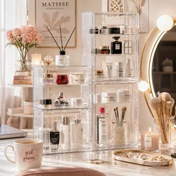 Clear Makeup Storage Case, Dustproof Cosmetic Organizer Box, Skincare Containers, Large Capacity Layered Cosmetic Display Cases