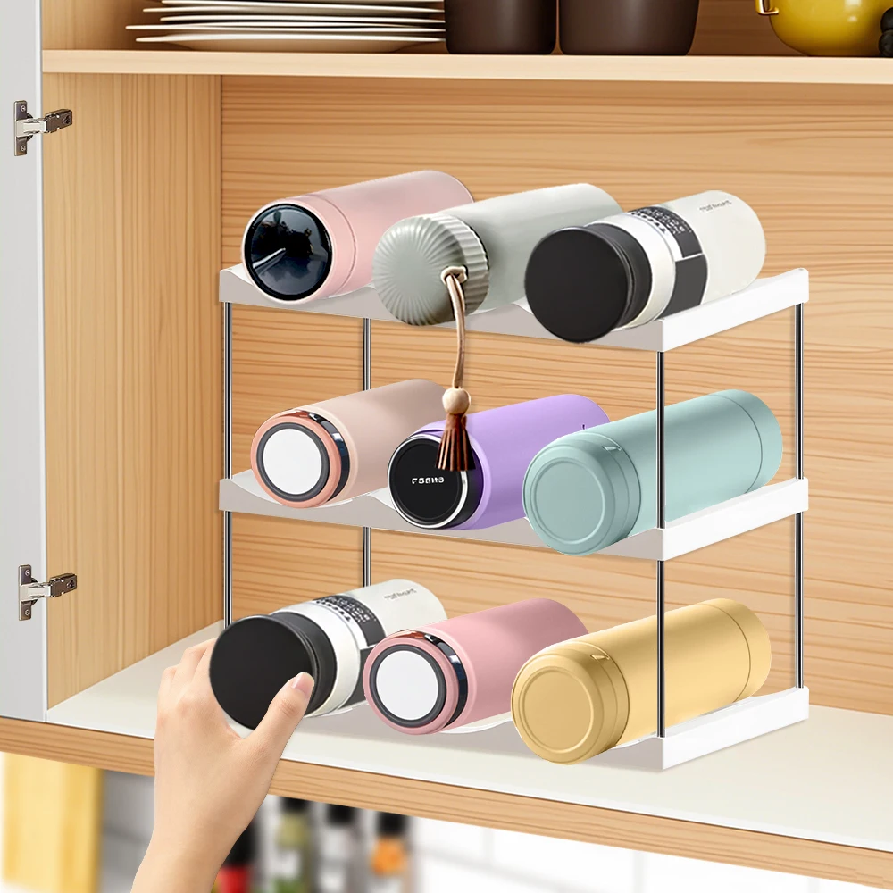 2/3 Tier Tumbler Organizer for Stanley Tumbler Storage Water Bottle Organizer Coffee Mug Wine Rack Kitchen Cabinet Storage Rack