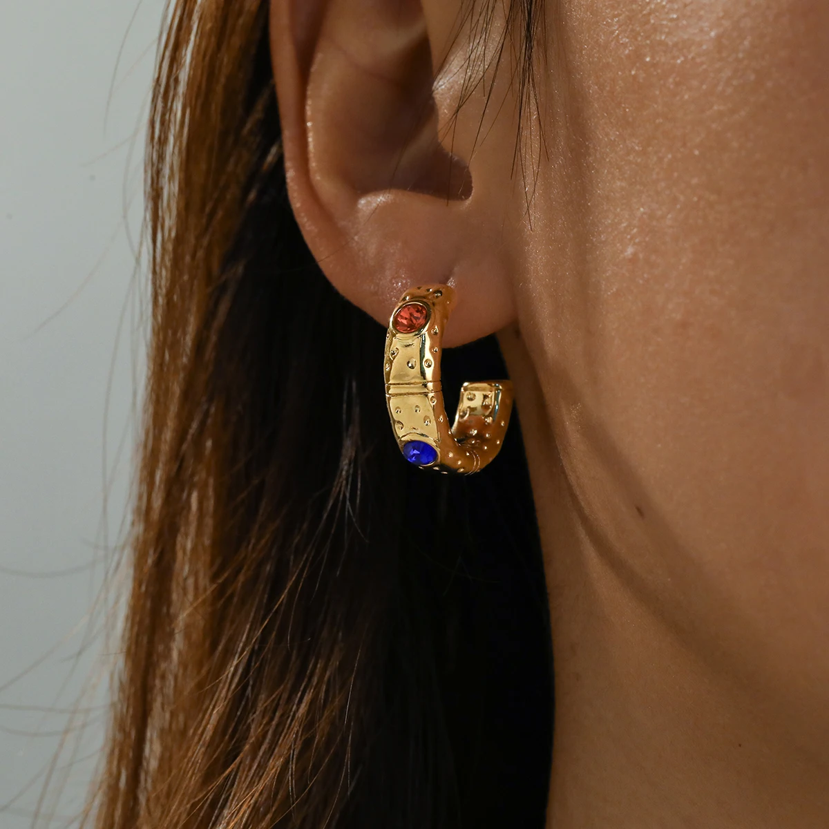 

Elegant Geometric Hoop Earrings Piercing Gold Plated Stainless Steel Earrings Fashion Jewelry Luxury Accessories for Women Girls