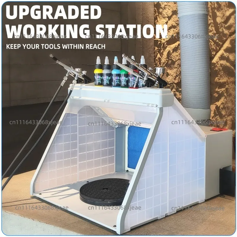 Spray gun paint booth exhaust fan with filter kit LED lighting for model coloring DIY art spray box workbench