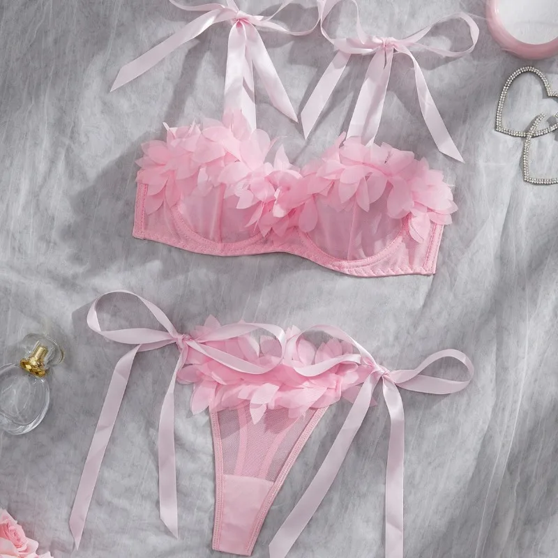 Toucheart المثيرة الملابس الداخلية اللباس الداخلي 2 قطعة شبكة انظر من خلال القوس عقدة الأشرطة تشكيل الجسم الرغبة النقية مغر المرأة الحميمة الصدرية مجموعة