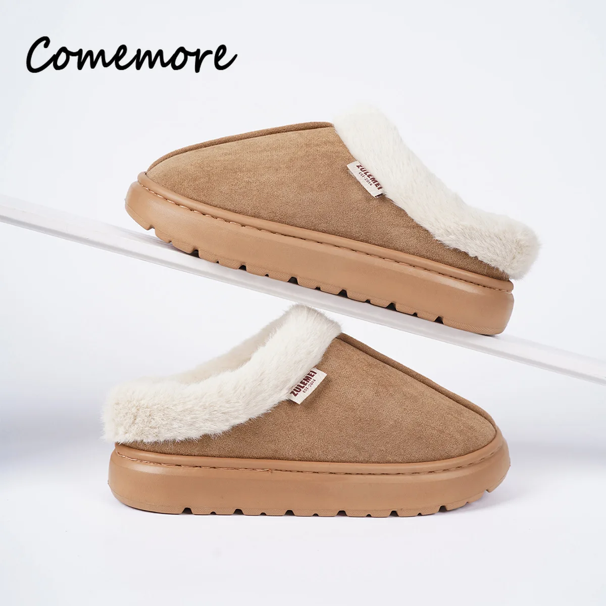 Winter Women Shoes Casual House Shoes For Men Outdoor Warm Cotton Shoes For Women Indoor Plush Padded Slippers Female