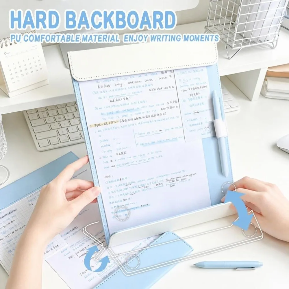 Portable PU Leather A4 Clipboard Double-Clips Multi-Function A4 File Folder Magnetic Document Paper Holder Meeting