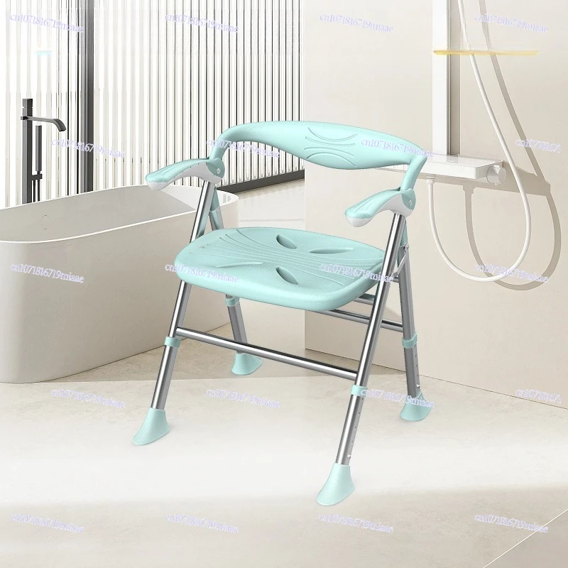 

Bathroom Folding Bath Elderly Bath Chair Nursing Home Aluminum Shower Chair Non-slip Senior-friendly