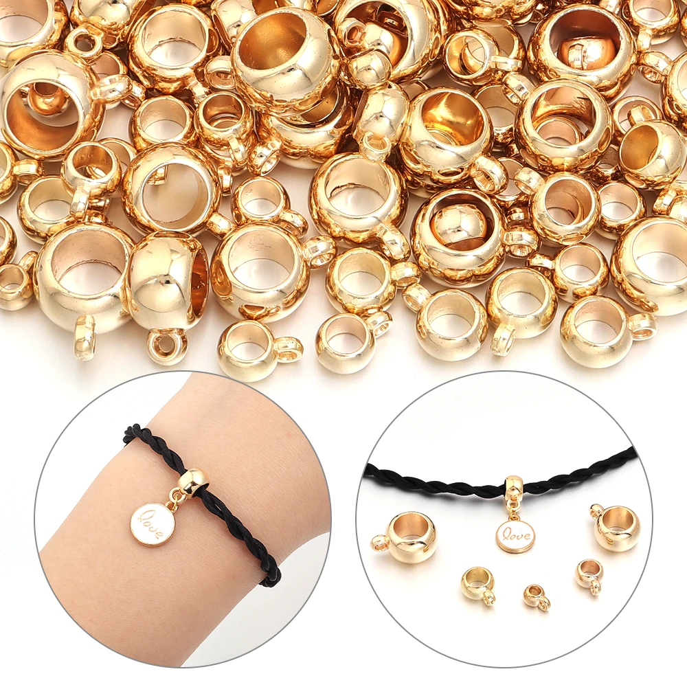 30-100 Stück Großloch-CCB-Perlen Abstandhalterperlen Anhänger Charms Verschlüsse Ösenperlen für DIY Schmuckherstellung Armband Halskette Zubehör – Detail 2