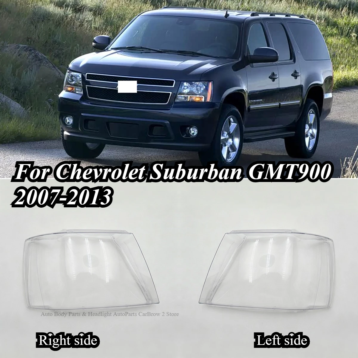 A Pair Clear PC Front Headlamp Outer Lens Cover For Chevrolet Suburban GMT900 2007‑2013 Replacement Protective Lamp Casing Shell