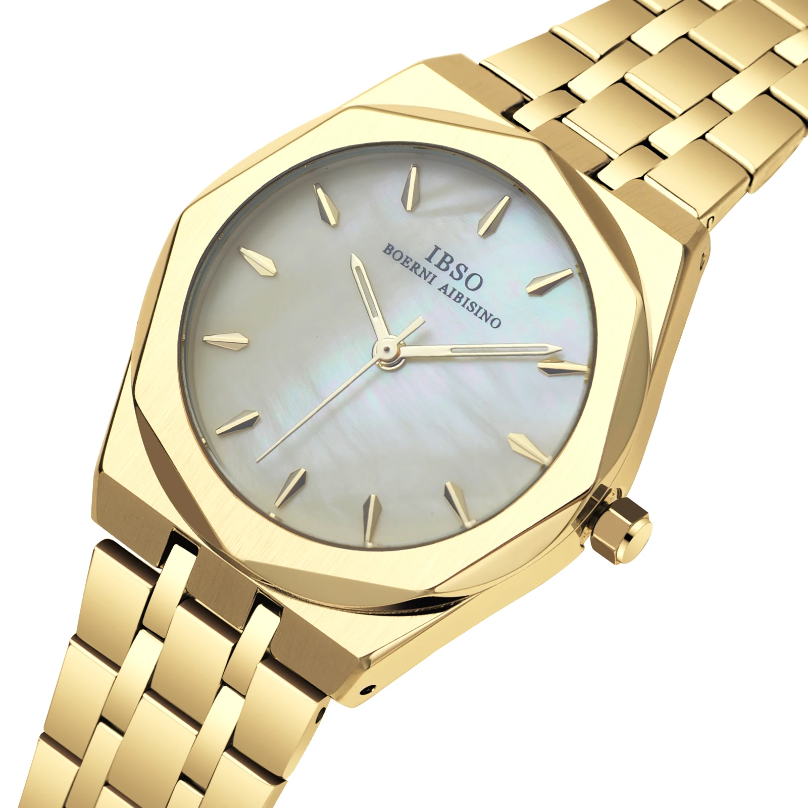 IBSO 2025 relojes de cuarzo para mujer 3ATM movimiento hecho en japonés correa de acero inoxidable relojes de pulsera dorados para mujer regalo para el día de la madre