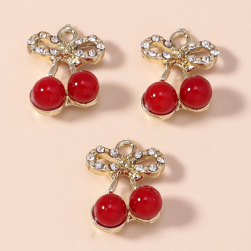 

Leslie 10pcs Sweet Crystal Red Cherry Charms Pendants for Handmade Necklace Bracelets Keychains DIY Jewelry Making Accessories