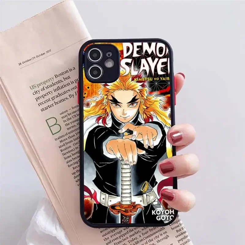 Etui na telefon Demon Slayer Rengoku Kyoujurou IPhone 12, 11, 13, 14, Pro, Max, X, XR, XS, SE2020, 7, 8, Plus Hard Cover Case