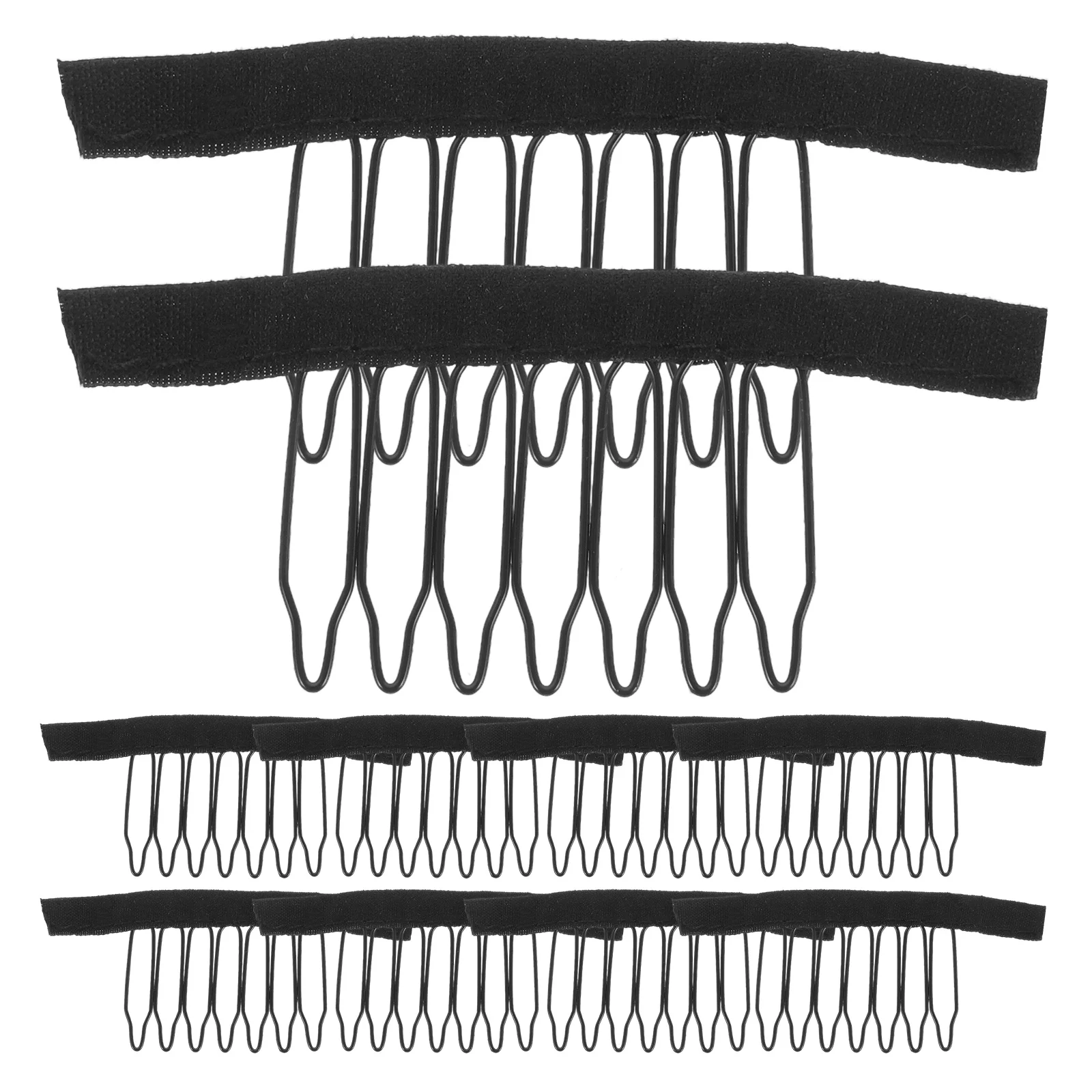 

50pcs Combs For Making Caps 7-Teeth Steel Clips Secure Lace Front Hairpiece Caps Black Durable Tools For Synthetic Wigs