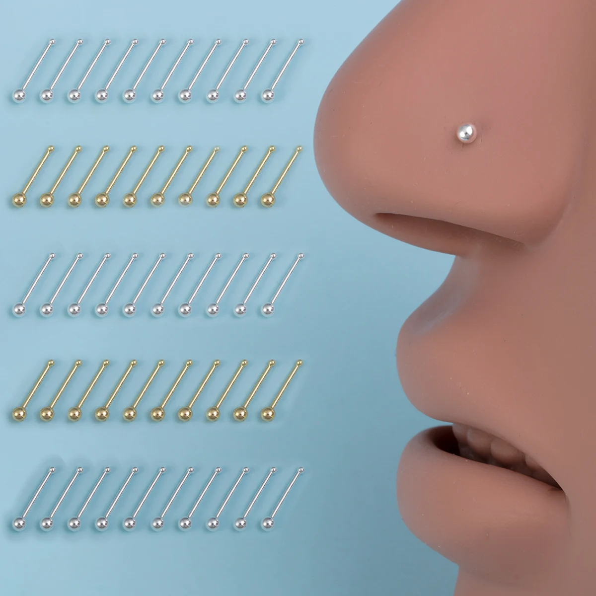 10pcs Nose Stud Rings Cartilage Daith Helix Earrings For Women Men Screw Bone Nostril Pin Nose Piercing Jewelry For Unisex