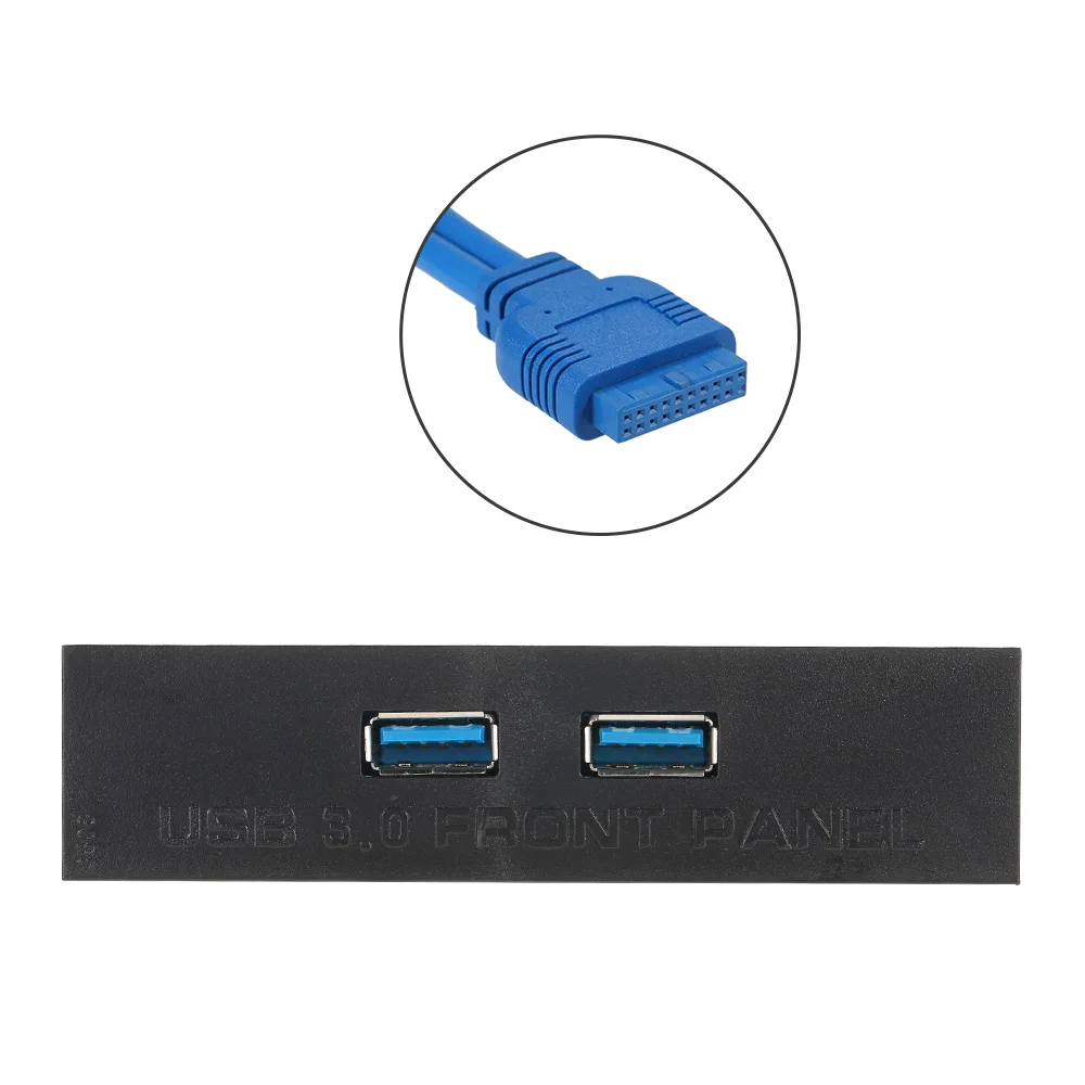 2 Port Expansion Bay USB 3.0 Front Panel Hub 2 Port Expansion Bay 20 Pin to USB3.0 60cm Bracket Adapter Cable for PC Desktop 2.5