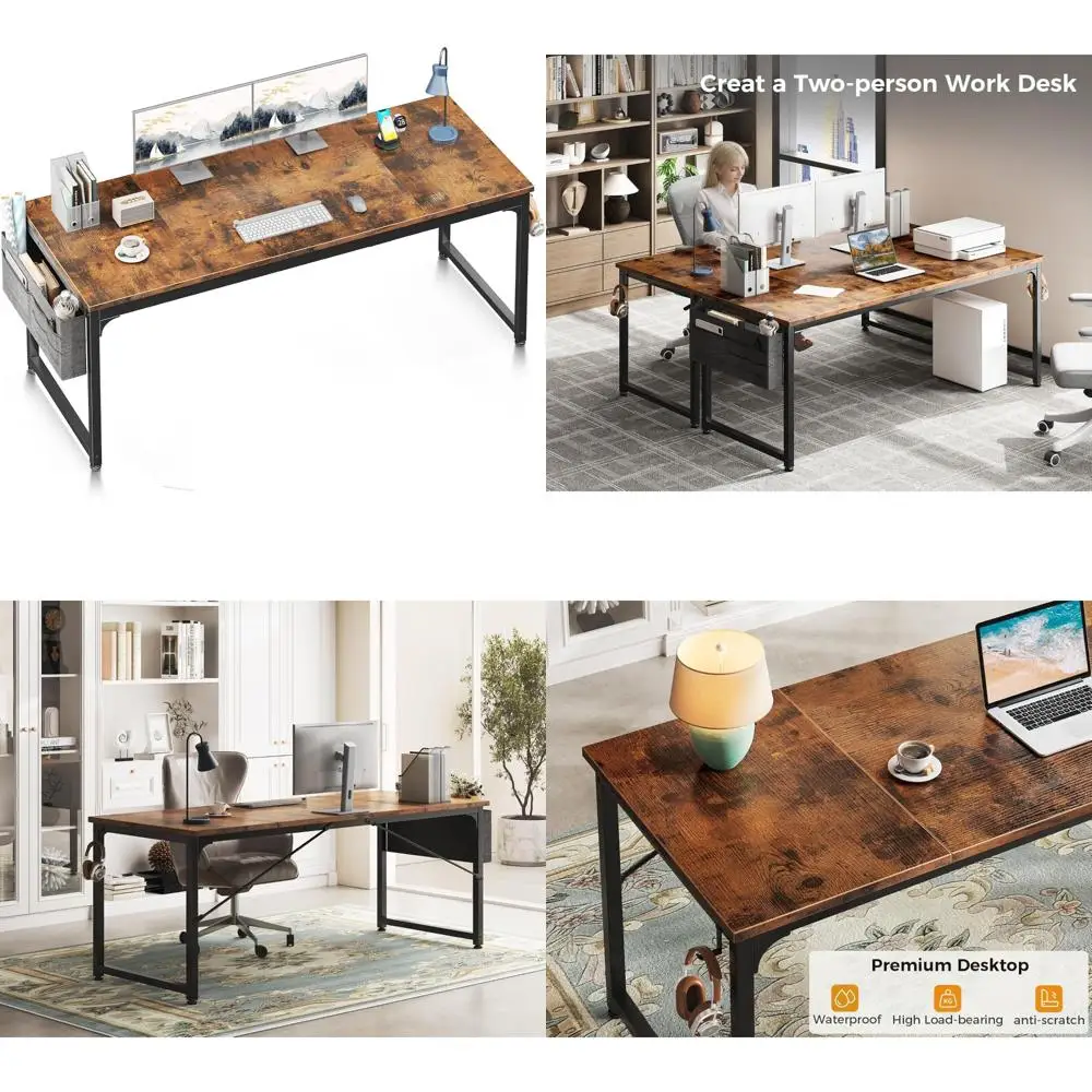 

Large 63 Inch Modern Office Desk with Storage and Headphone Hook for Home Gaming and Work