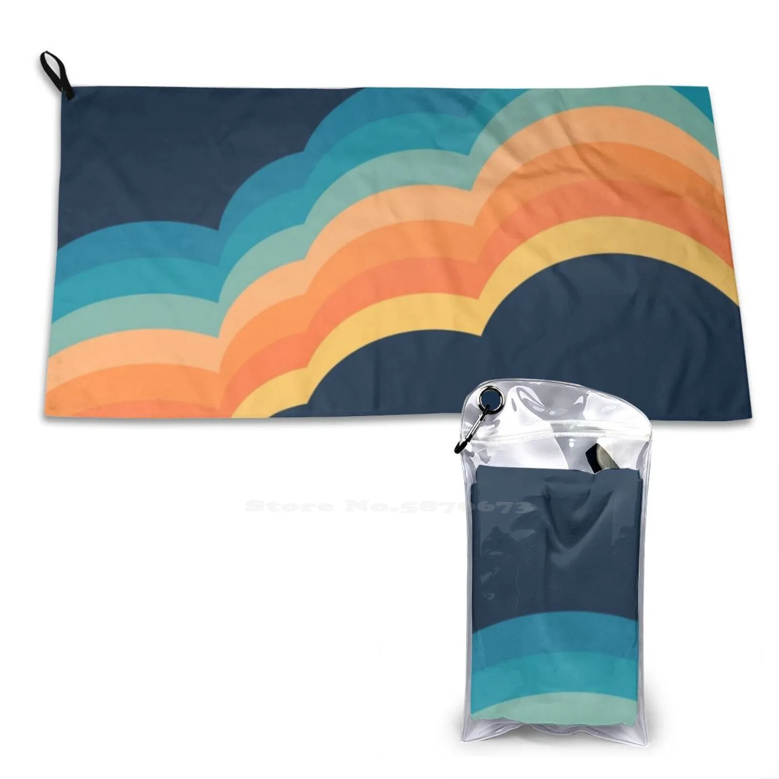 Красочное мягкое банное полотенце в стиле ретро с облаками, модное быстросохнущее цветное ретро-стиле с облаками, в полоску