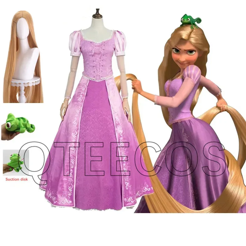 Didi 211 emaranhado rapunzel cosplay traje feminino princesa vestido roxo roupa halloween carnaval festa roupas peruca para adulto