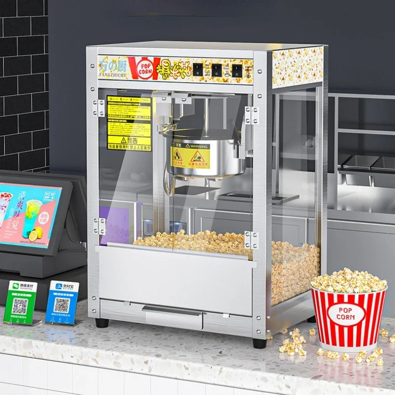 

Машина для приготовления попкорна, 220 В, коммерческая нержавеющая сталь, закаленное стекло/акриловая пластина, электрическая/газовая опция, незаменимая для Cinemas