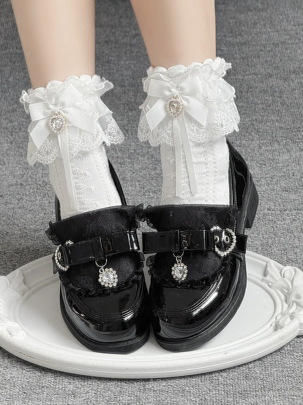 

Японские туфли Y2K Lol Flats с оригинальным дизайном, стразами и бантом, в стиле JK Mary Jane, весенне-осенние, милые, повседневные, универсальные, на платформе, для женщин