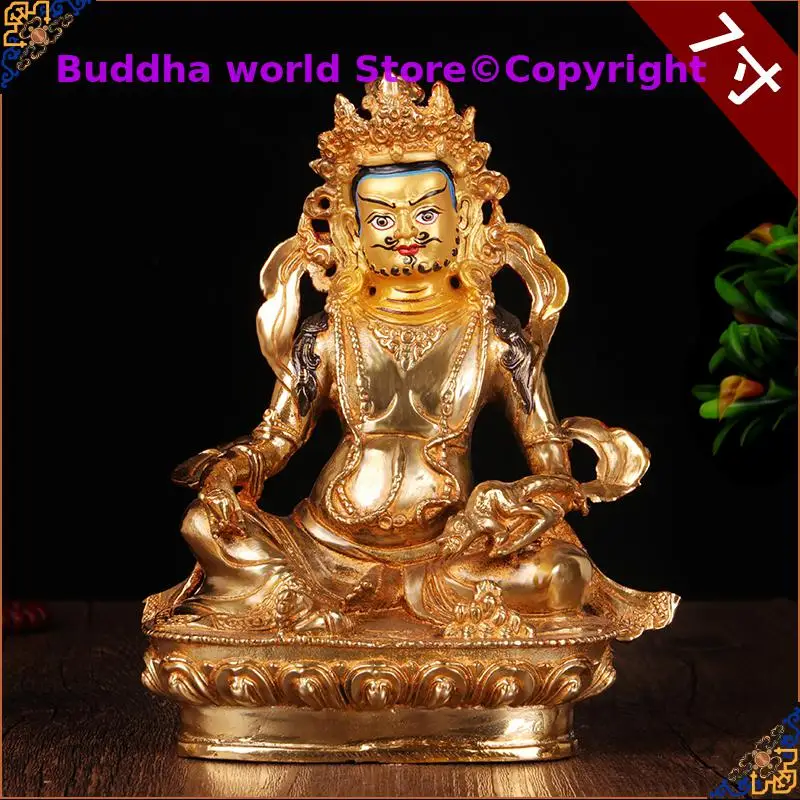 

Full Gilding Gold-Plated Yellow Jambhala Zambala Buddha Statue, Home Family Talisman # Buddhism, Special Offer, 20cm