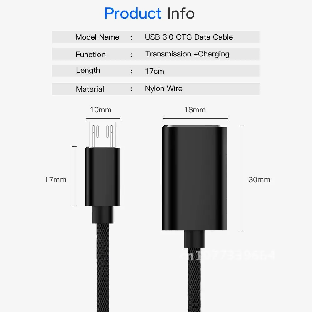 Kabel konverter USB 3.0 perempuan ke laki-laki, konverter kabel OTG Android untuk Samsung Huawei, Mouse disk U, kabel OTG mikro USB logam