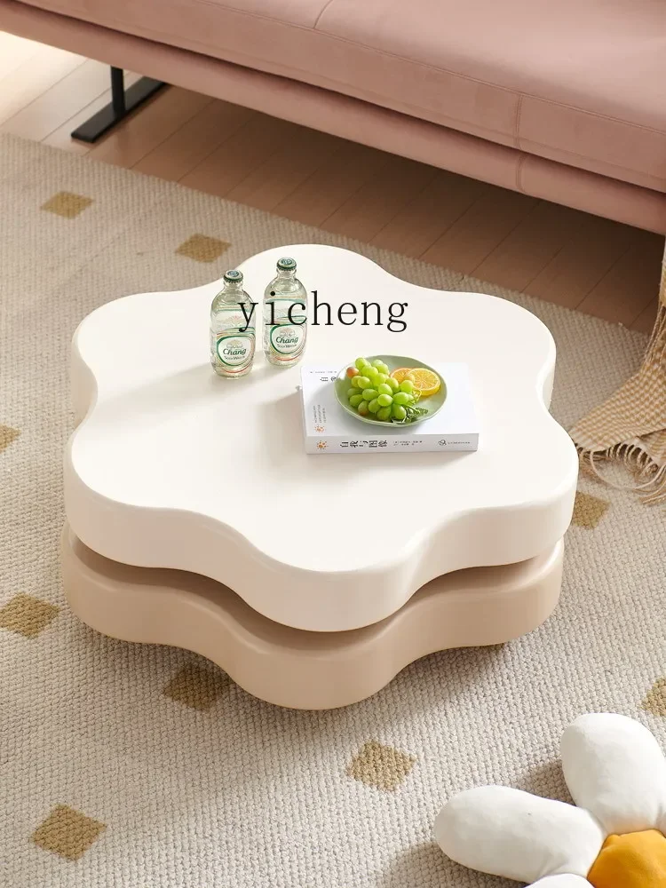 1-u10 Coffee Table Modern Simple Small Apartment Designer Creative Petals Rotating Suspension Small Coffee Table