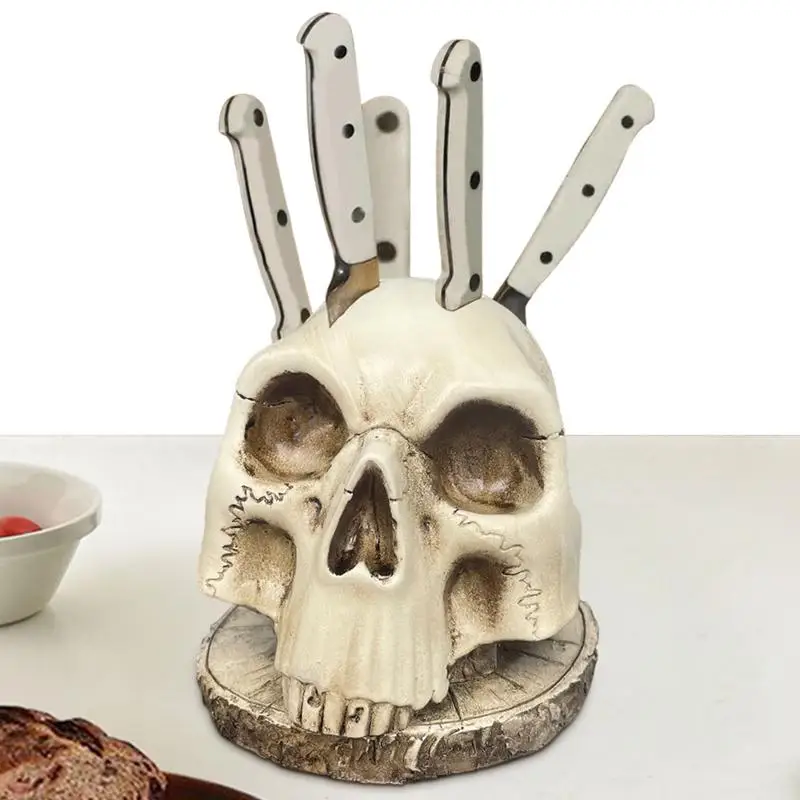 

Kitchen Skeleton Cutter Holder Cutter Stand Holder Holder Resin Storage Organizer Cutters Storage Rack Skull Decor Display Stand