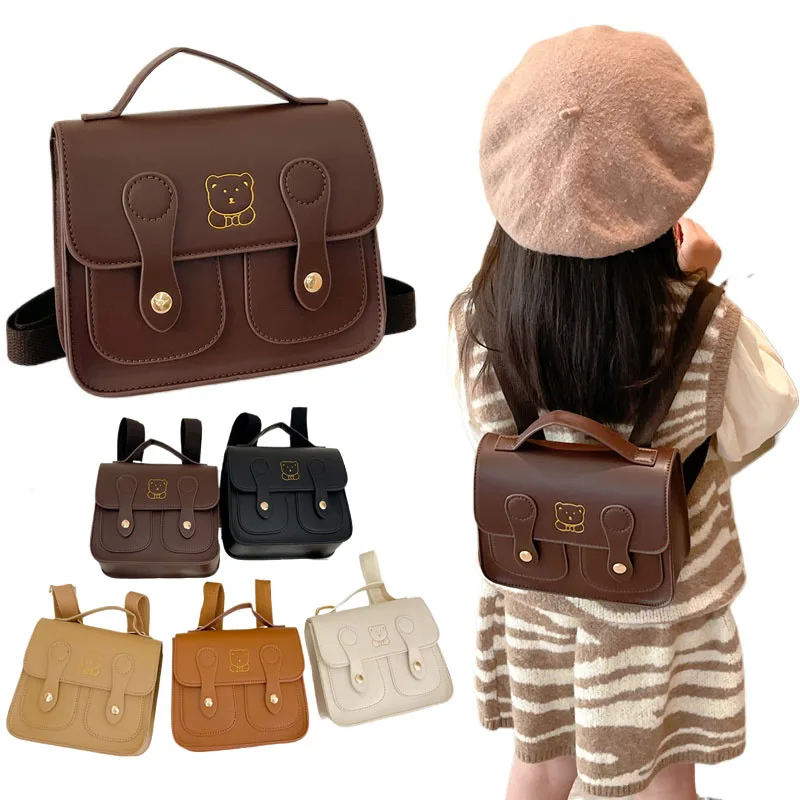 Zaino per bambini in pelle orso cartone animato per ragazze ragazzi borsa per bambini impermeabile zaino per ragazze borse di classe per ragazze