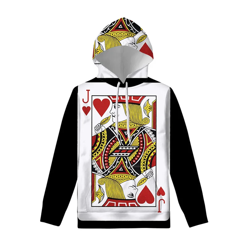 Creative Playing Cards 3D Printed Hoodie Men Personality Poker Pattern Pullover Swearshirt Spring Autumn Casual Hoodies Clothes