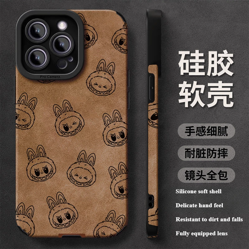 Ins Cute Cartoon Labubu Avatar Suitable for Apple 16 Phone Case New Creative Silicone Soft Case Niche Anti Drop Protective Case