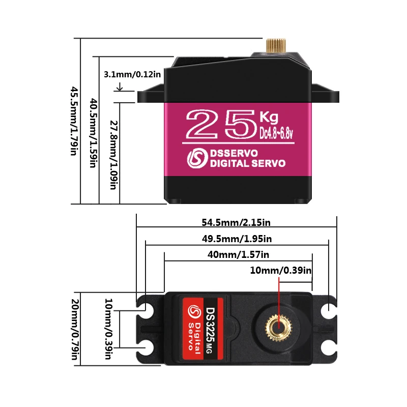 1Pcs Dsservo Waterproof Servo 25Kg High Speed Servo Metal Gear Digital Servo RC Baja Servo For 1/8 1/10 RC Cars