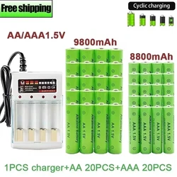 2023 Best-selling 1.5V Rechargeable Battery AA9800mah AAA8800mah, with Charger, for LED Flashlights or Electronic Devices