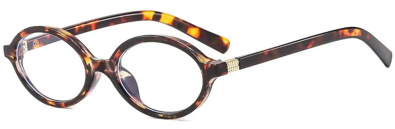 FELRES Leopard Vintage Kleine Oval Lesebrille Frauen Männer Persönlichkeit Design Anti Blaues Licht Gläser Transparent Mode Eyegalsses 6