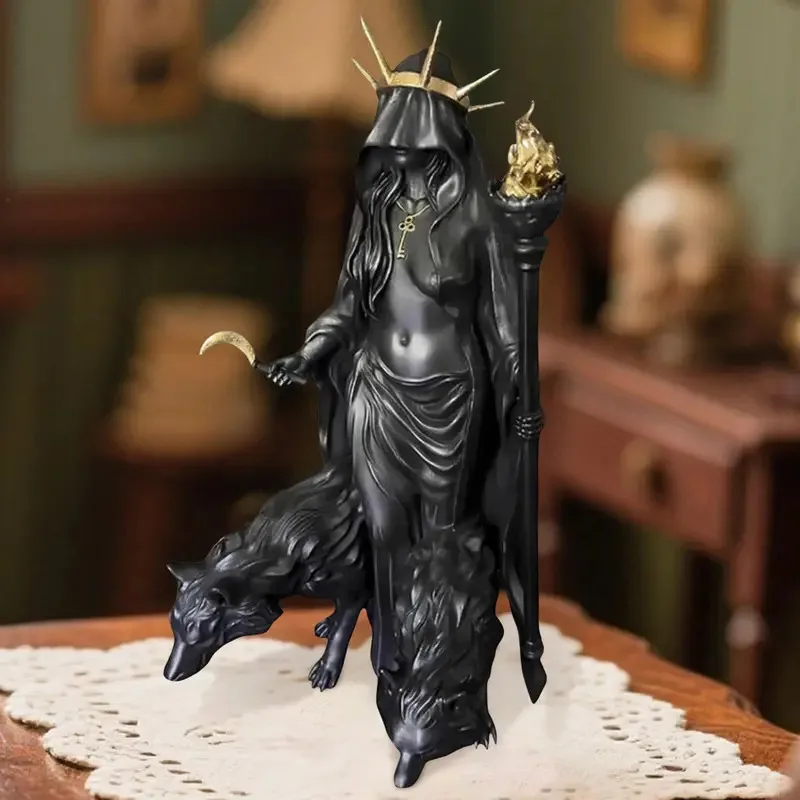 Hekate Niktipolos, The Witch of The Night, Witch of The Night Figurine, Dark Goddess Hecate Altar Sculpture, Pagan Home Decor