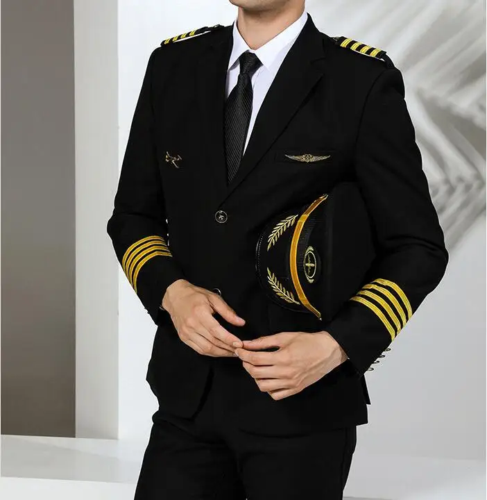 

Aviator Uniform Pilot Suit Men Spring Single-breasted Captain Aviation Work Include Pants