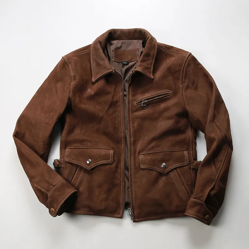 Men's casual matte leather with a lapel