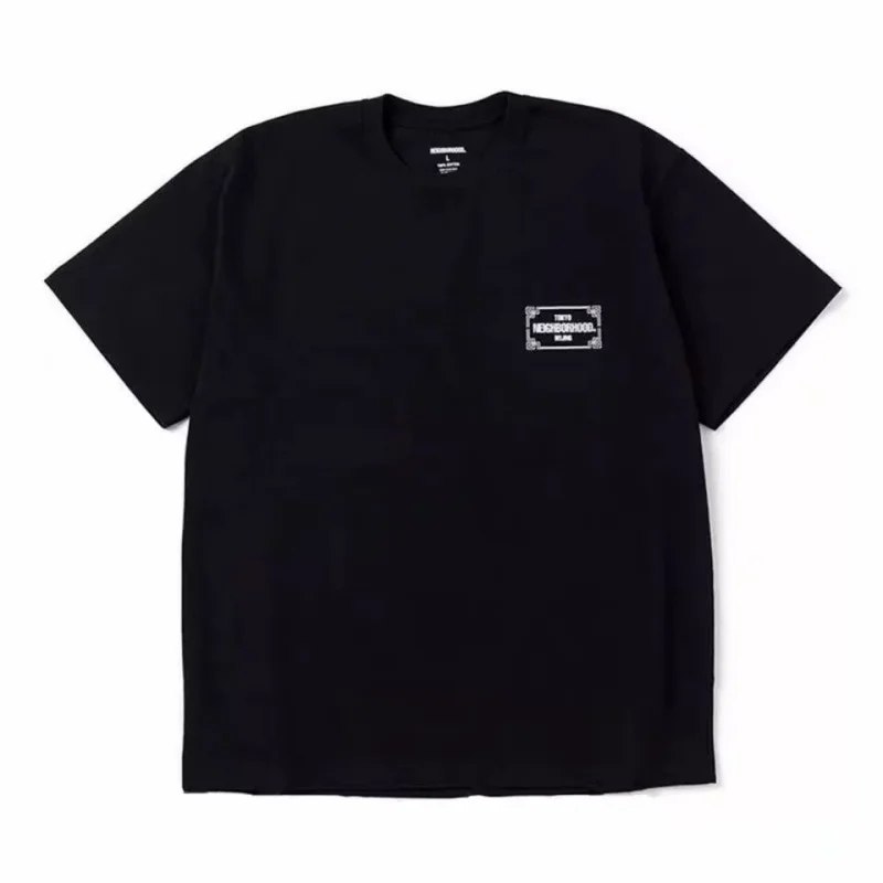 Mens Oversized Black T Shirt NBHD Style Retro Streetwear Heavyweight Cotton Casual Tee
