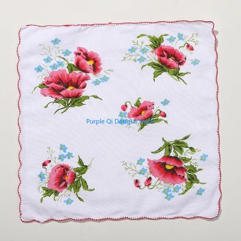 L21E Women Pocket Handkerchief Set Reusable Cotton Handkerchief 28 x 28cm Mini Face Towel DIY Hairband for Women Girl Wedding