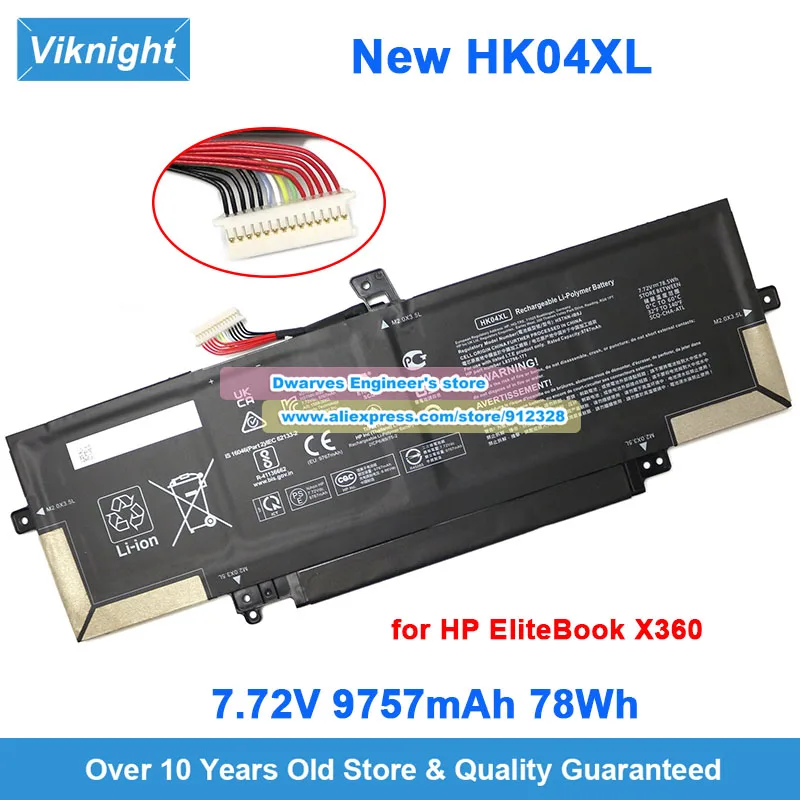 New HK04XL Battery HSTNN-IB9J 7.7V 54Wh/78Wh for EliteBook X360 1040 G7/G8 119Y7EA 1P6S9UT 229N8EA 8WA61AV 3A3E5PA 401L5EA W10P