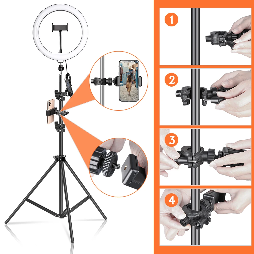 10 pollici RGB Selfie Ring Light con treppiede LED Ring Lamp per telefono Youtube Video Live Photography Lamp Hoop Ring Lights