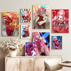 1PC Darling In The Franxx Zero Two 002 Anime Poster Self-adhesive Art Waterproof Paper Sticker Coffee House Bar Room Wall Decor