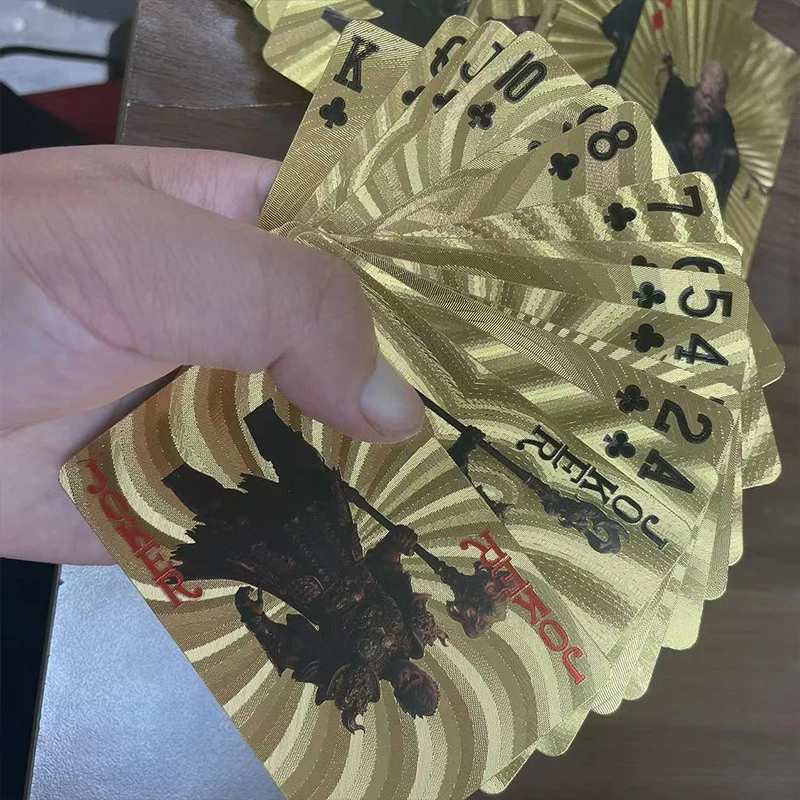 55 قطعة أوراق اللعب الذهبية الترفيهية الذهب احباط بوكر مجموعة بطاقات سحرية 24K الذهب البلاستيك احباط بوكرز بطاقات مقاومة للماء دائم