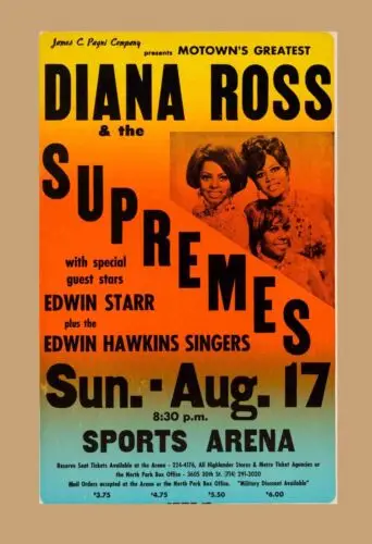 Diana Ross And Supremes  Concert Poster or A Metal Tin Sign 12 x 18