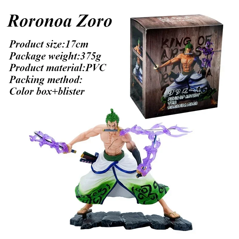 Figura de Ação Anime Roronoa Zoro, Modelo Colecionável em PVC, Estátua GK Asure, Ornamento do Quarto, Presentes de Natal, 17cm, 1 Pc