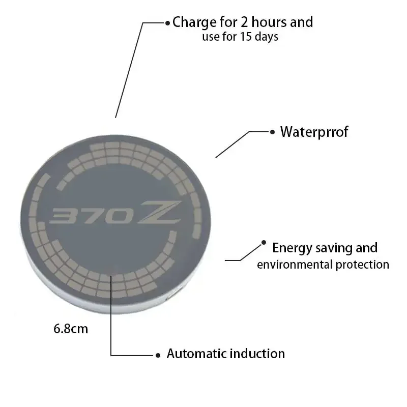 インテリジェントカーウォーターコースター,日産370zドリンクホルダー,ロゴ7,カラーLEDカップマット,USB充電,ライトアクセサリー