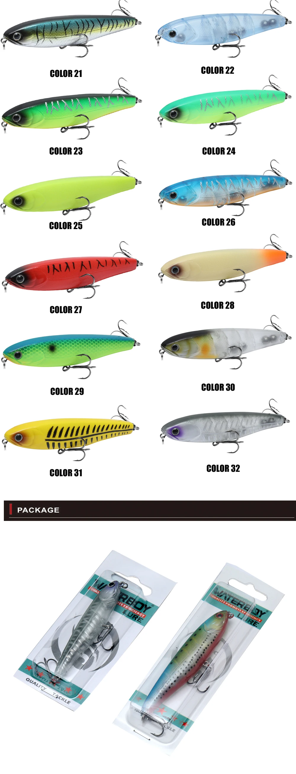 WATERBOY TW 9,5 cm 12,6g Bleistift Angeln Köder 4 Farben Fisch Köder Fabrik Wobbler Pesca Harte Künstliche Köder StickBait – Detail 3